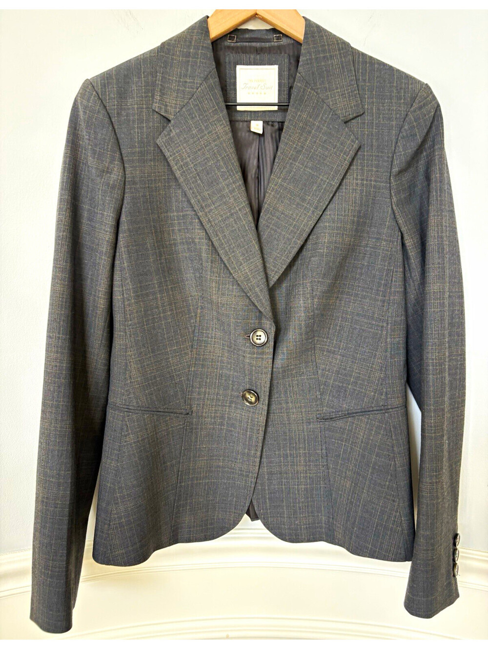 The Limited Perfect Travel Suit Women's Gray Plaid Blazer Jacket Size 8